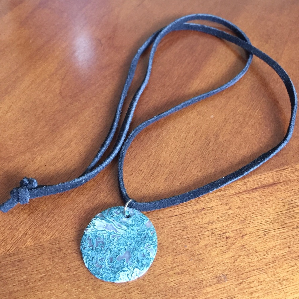 Handmade boho moss agate stone necklace